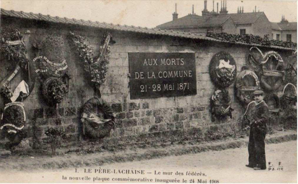 Plaque au Mur des Fédérés inaugurée le 24 mai 1908