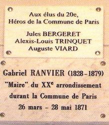 Plaque en hommage aux élus sous la Commune du XXe arrondissement