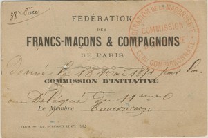 Carte de la Fédération des francs-maçons et compagnons, 1871