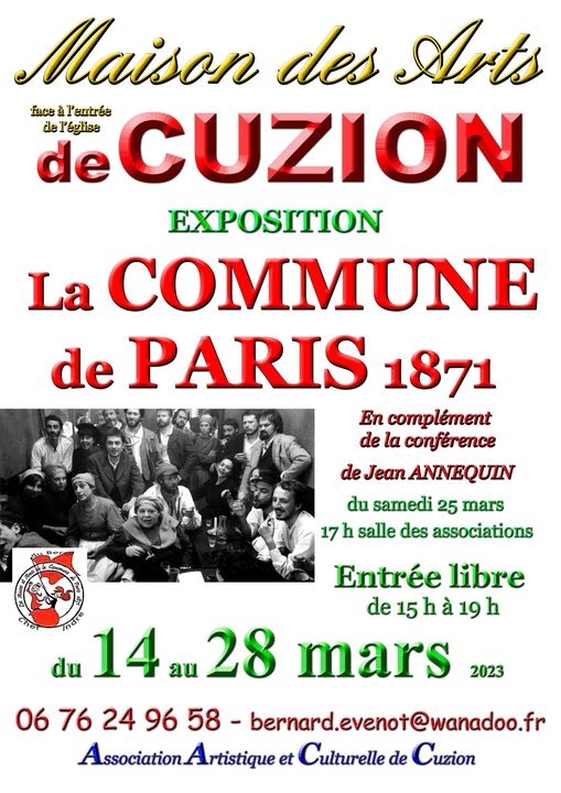 Cuzion expo Commune 14 au 28 mars 2023